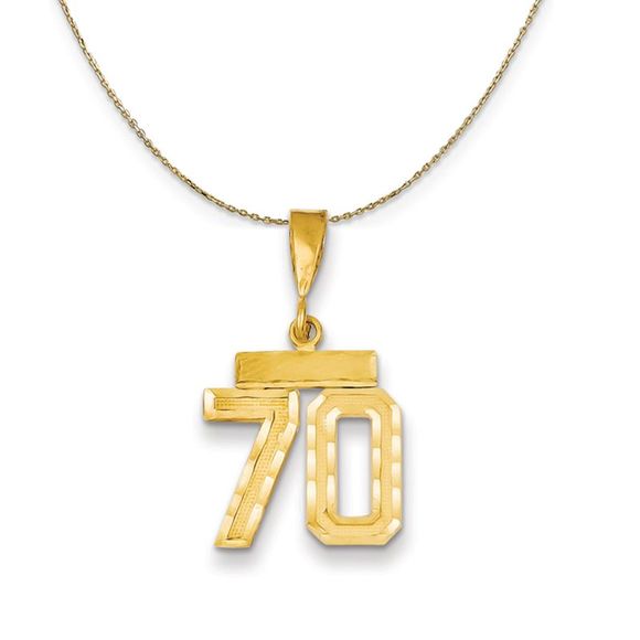 14k Yellow Gold Varsity Sm D/C Necklace Number 70 - 30 Inch